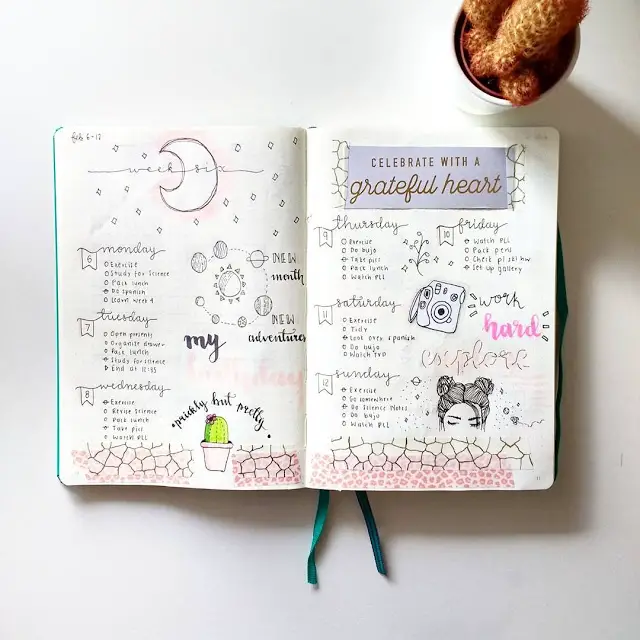 Weekly Spread Bullet Journal for Bloggers - Cool Web Fun