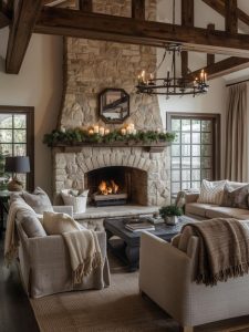 Stone or Brick Fireplace