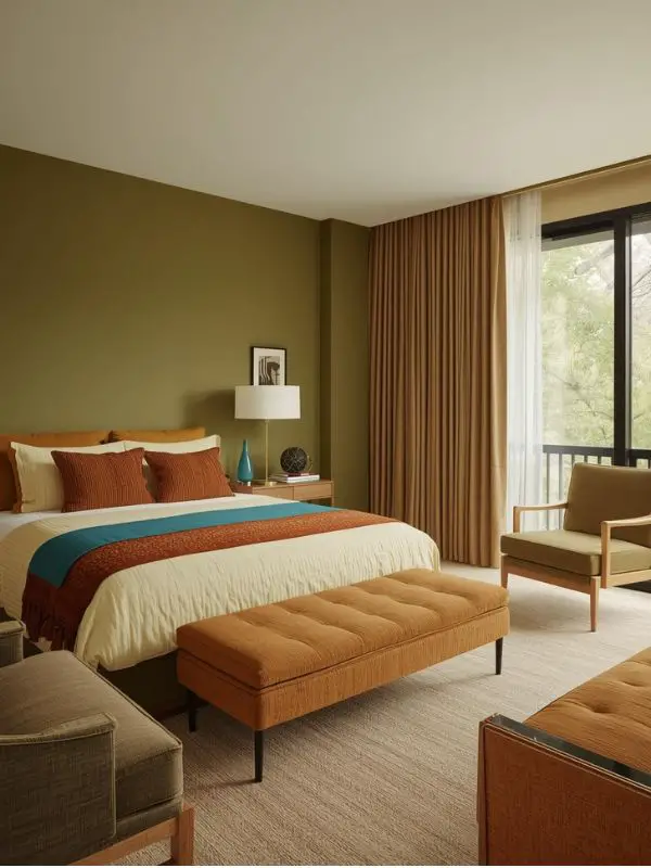 creating mid-century bedroom aesthetics- color palatte