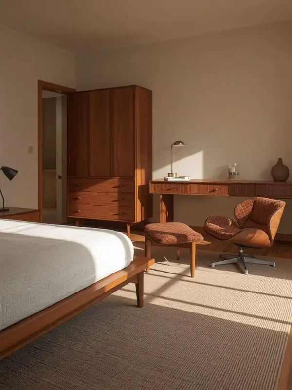 creating mid-century bedroom aesthetics- textures