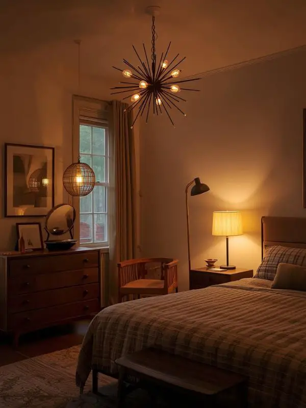 creating mid-century bedroom aesthetics- lighting