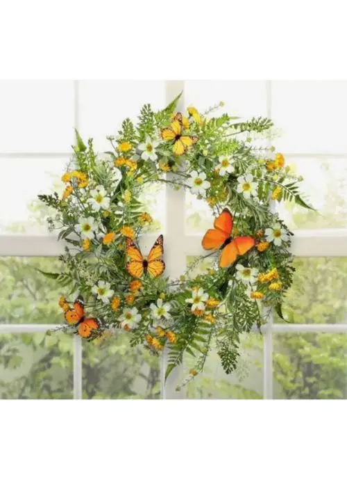 SPRING BUTTERFLY AND FLORAL WREATH